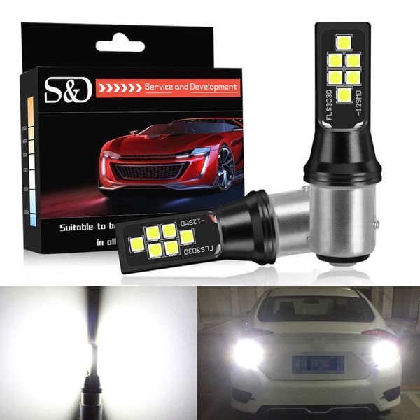 

s&d bay15d 1157 p21/5w led car light bulbs 12 smd 3030 chips high power lamps for brake lights white red yellow auto 12v