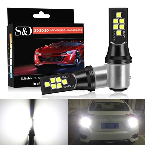 

s&d bay15d 1157 p21/5w led car light bulbs 12 smd 3030 chips high power lamps for brake lights white red yellow auto 12v