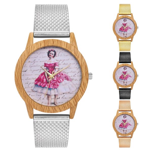 

4 colors casual fashionable men women alloy watch round dial analog display quartz wristwatch, Slivery;brown