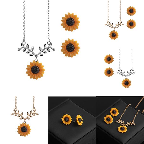 

sunflower gift concise the sun flower wedding engagement jewelry set for women luxury sell engagement band wedding jewelry tiara sets, Silver