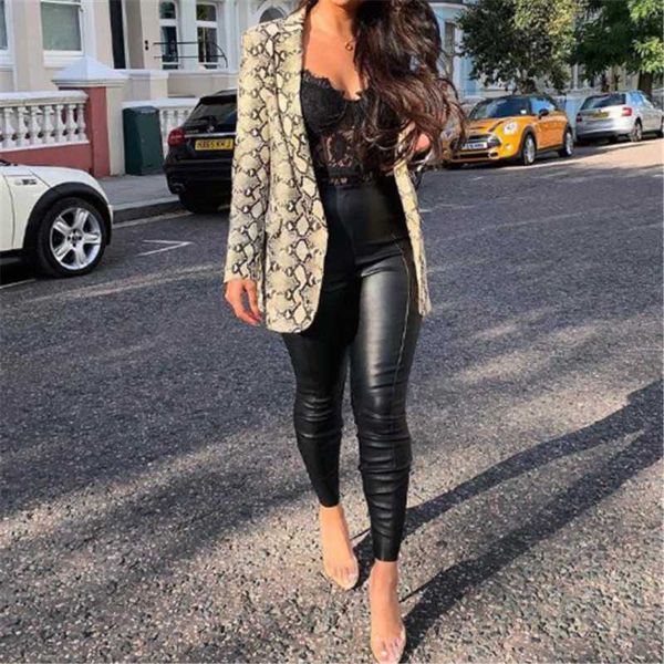 

animal snake skin casual blazer women khaki fashion long sleeve office ladies blazer autumn jacket female outerwear coats, White;black