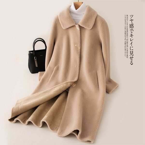 

2019 новый 100% овечьей стриженый покрытие гранул шерсти мех один длинный зимний дам, Black