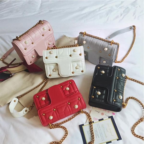 

fashion pearl rivet chain bag 2020 new ins explosion models wild tide shoulder messenger bag retro small square