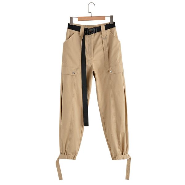 

2019 spring high waist harem pants women pantalon trousers casual women pants cool streetwear overalls cargo, Black;white
