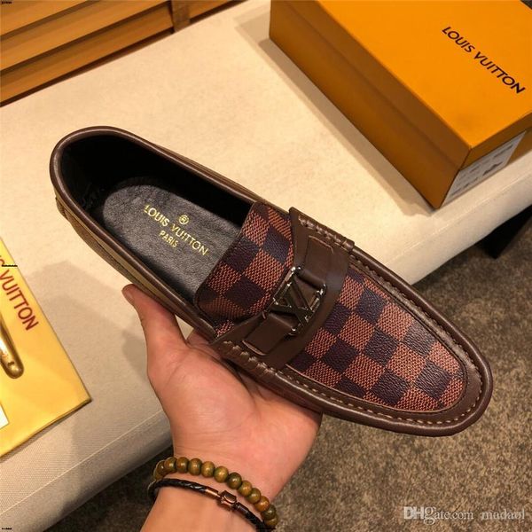 

18ss мокасины men spring скольжению на flats вскользь кожаного дышащих мокасины homme luxury брендов британского вождение ботинки yyy11, Black