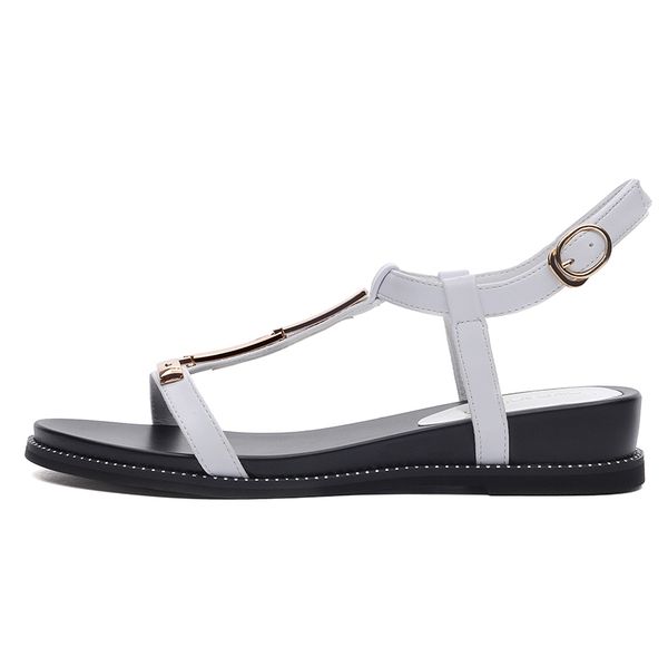

2020 designer luxury european and american style open-toed flat sandals t-buckle women's shoes waterproof platform women's shoes i, Black
