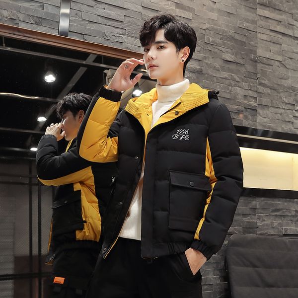 

2019 new hat bread clothes tidal down cotton clothes student cotton men's winter coat, Black