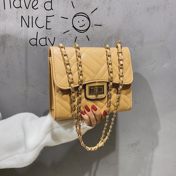

fashion small bag female 2019 new embroidered line chain bag tide wild single shoulder slung small square