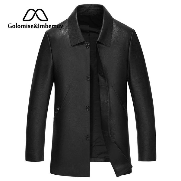 

golomise&imbettuy men real/genuine goatskin/sheepskin leather jacket/coat, Black