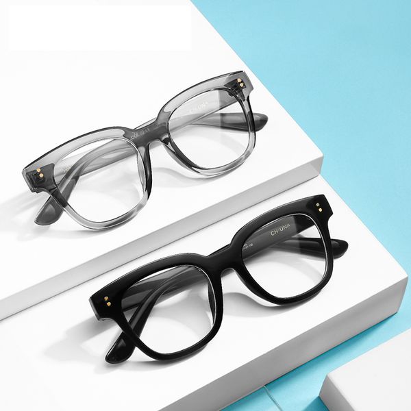 

retro square computer glasses thick frame anti-blue light glasses optics eyeglasses prescription eyewear for women men, Black