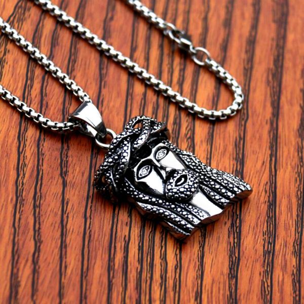 

jesus head pendant necklace for man stainless steel fashion punk punk party jewelry, Silver