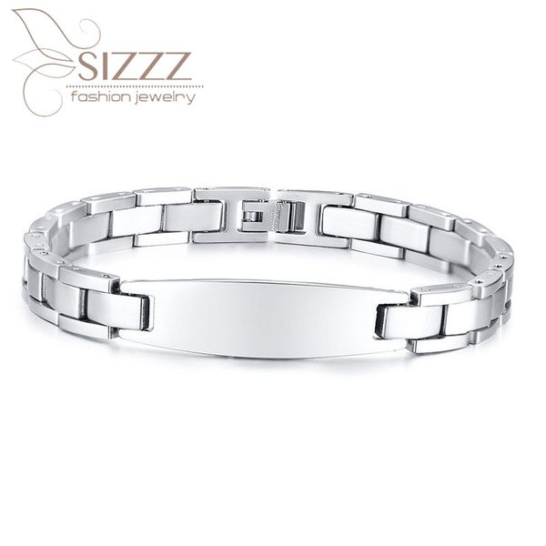 

sizzz 2019 provide personalized lettering blank curved stainless steel simple style bracelet&bangles for men, Golden;silver
