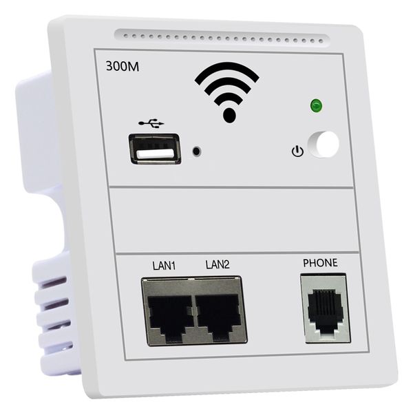 300 M EU-Standard 86-Typ-Panel-in-Wand-Wireless-Access-Point mit Dual-LAN-RJ45-USB- und RJ11-Telefonanschlüssen WIFI-Hotel-in-Router USB-in-Wand-AP