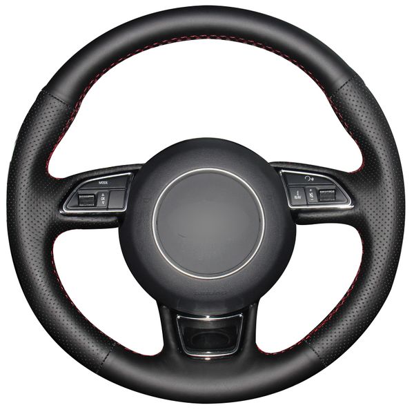 

black synthetic leather car steering wheel cover for a1 a3 a5 a7