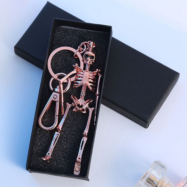 

halloween skull keychain easter three-dimensional keychain gifts keyring jewelry accessories alloy metal skull key holder, Silver
