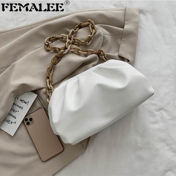 

thick chain cloud handbag pu soft leather fold shoulder bags 2020 fashion women crossbody messenger bag