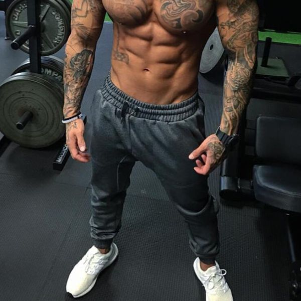 

brand autumn joggers men sweatpants sportswear track pants man bodybuilding streetwear casual fitness mens gym pants, Black