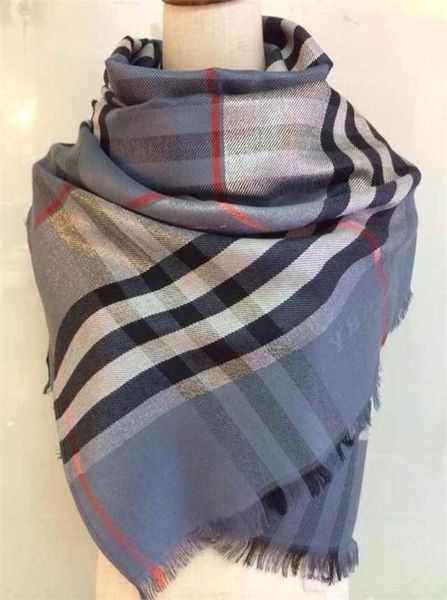 

2019 luxury women scarf autumn and winter silk plaid scarves shawls lady wraps soft pashimina female echarpe design beach stole bandana, Blue;gray