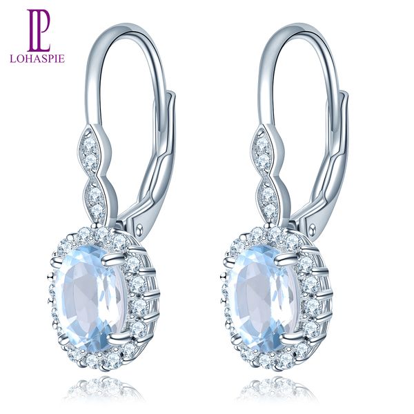 

oval sky blue z drop dangle earrings for women gift solid 925 sterling silver natural gemstone cubic zircona fine fashion jewelry lady, Golden;silver