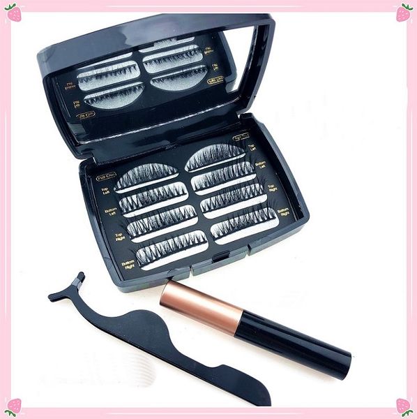 

magnetic eyelashs set magnets handmade 3d lashes natural false eyelashes+ tweezers cosmetics eye epacket +gift