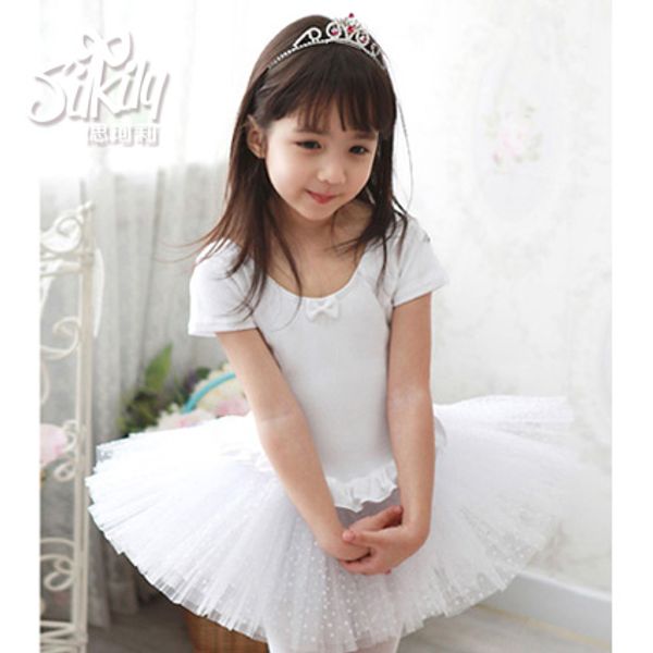 

collie korean version of children's dance skirt girl's ballet skirt cotton short sleeve dance dress, Black;red