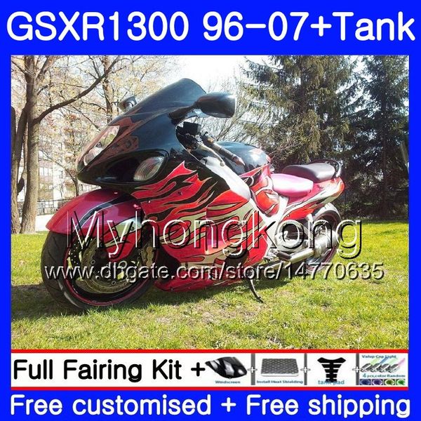 +Tank für Suzuki GSXR1300 Hayabusa 96 97 98 99 2000 2001 333HM.216 GSX R1300 GSXR 1300 1996 1997 1998 1999 00 01 02 Verkleidungen mit roten Flammen