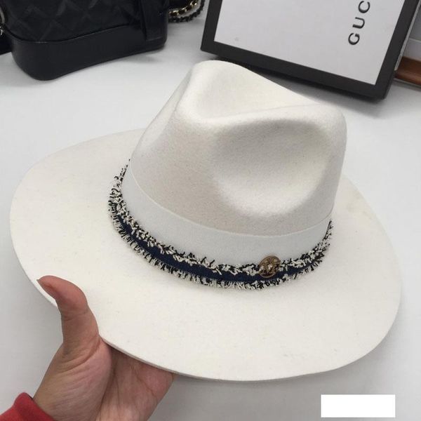 

autumn and winter fashion  patchwork woolen fedoras tyranids jazz hat female hat, Blue;gray