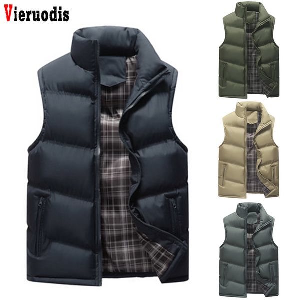 

spring autumn sleeveless jackets stand collar men's vests men coats army khaki solid casual vest male waistcoats plus size 4xl, Black;white