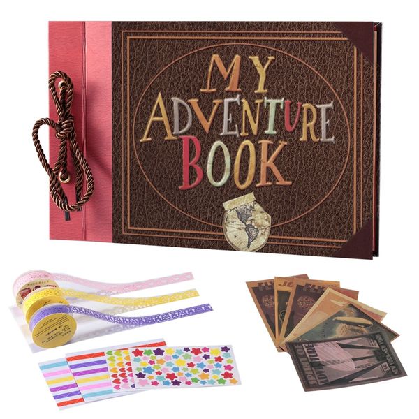 

adventure with embossed cover, large 12.3 x 8.3 inch 80 pages scrapbook , gifts for thanksgiving day, christmas, anniv