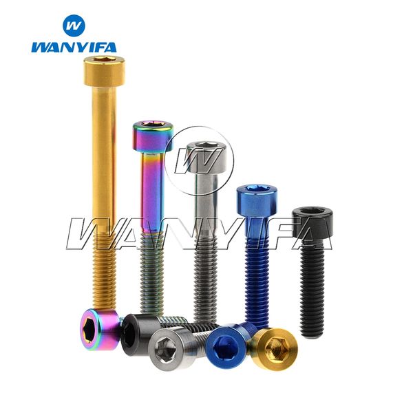 Wanyifa Titanium Bolt M5 x 10 12 16 18 20 25 30 35 40 50 55 60mm parafuso para bicicleta MTB / estrada Bicicleta Fone de ouvido freio