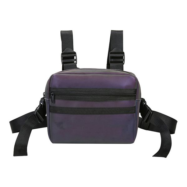 

new rainbow reflective chest bag multifunctional vest style men women chest bag