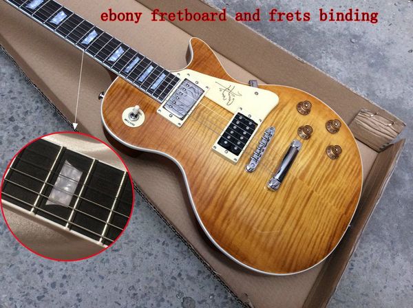 

jimmy page lemon burst electric guitar 1958 vos fat neck straight ebony fretboad frets binding flamed honey burst one piece neck guitars
