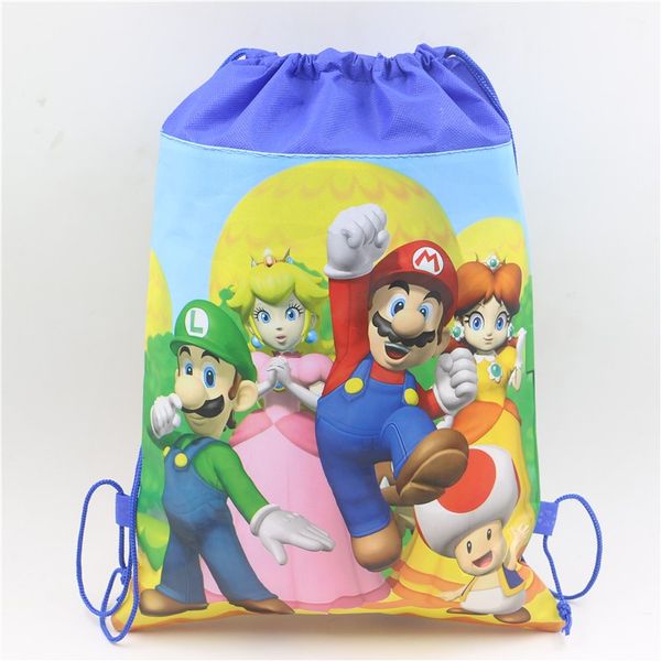 10pcs Super Mario Non-woven Children Swim Drawstring Bag