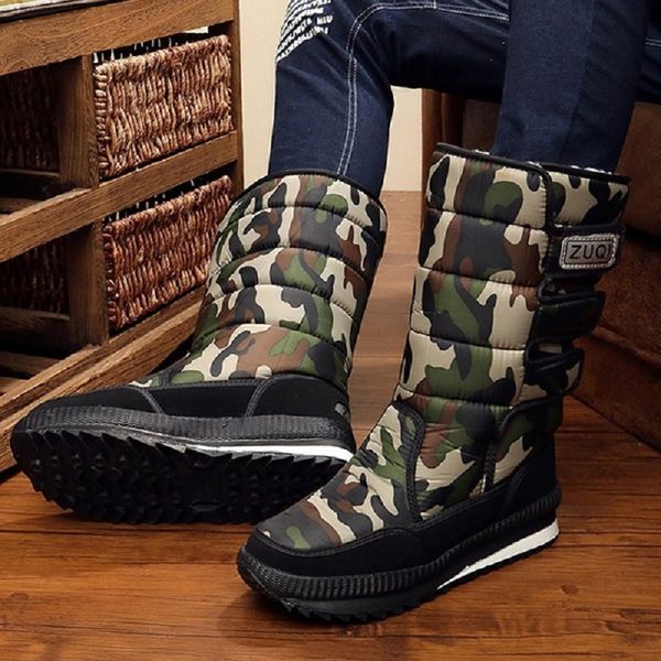 

men boots winter waterproof snow shoes with fur plush warm mens snow boots spring footwear comfortable casual, Black