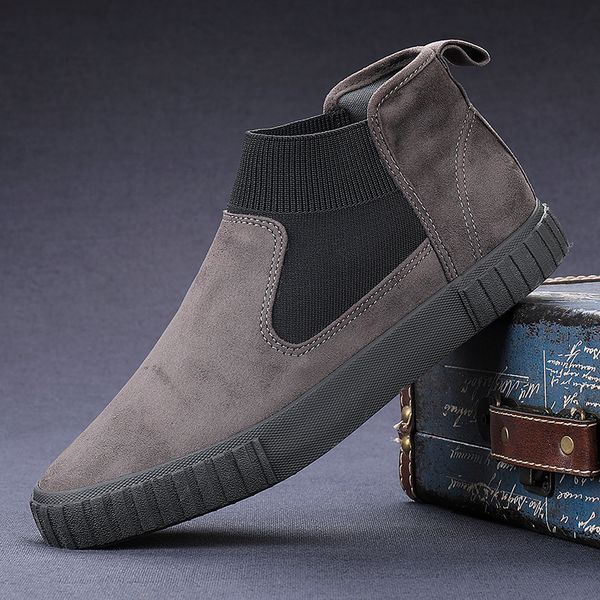 

men casual shoes suede leather loafers fashion classic sneakers male comfortable footwear men's shoes in autumn, Black