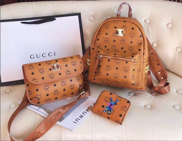 

2020 women's luxury designer new handbag three-piece fashion simple and exquisite wild women's backpack handbag crossbody bag