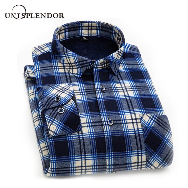 

2019 winter warm men shirt plus velvet thickening print plaid man shirt long sleeve men's male dress l-6xl yn10552, White;black
