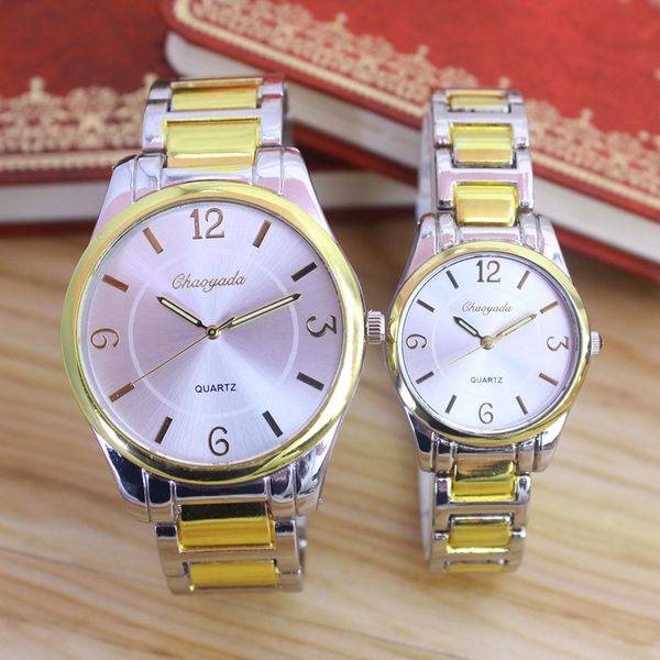 

2018 new women men couples lovers stainless steel quartz wristwatches gold contracted business dress luxury water proof watches, Slivery;brown