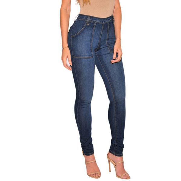 

spring fall women simple basic jeans elastic denim pants pencil jean leggings pants jeggings for women jeans trousers, Blue