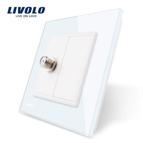 

livolo eu standard оптовая / розничная, кристал гласс панель, 1 gang спутниковая розетка / розетка, без адаптера штепсельной вилки