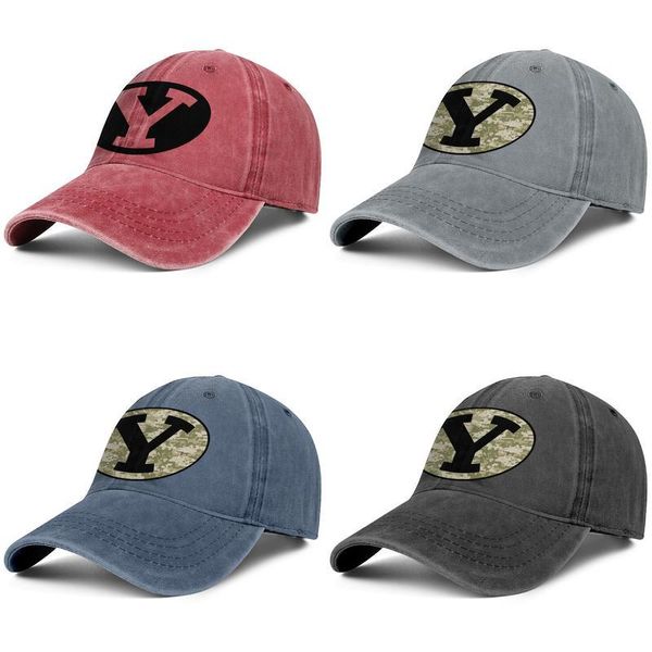 

byu cougars brigham young football black logo mens and women trucker denim cap design fitted custom cool vintage team classic hats, Blue;gray