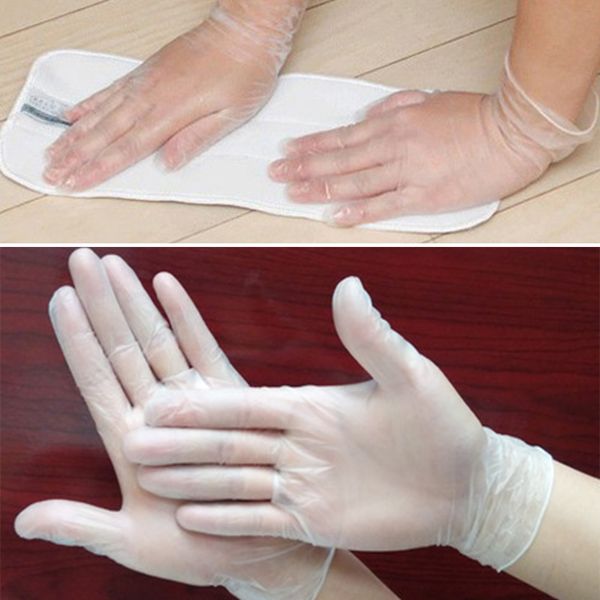 

100pcs/lot disposable pvc kitchen outdoor bbq transparent latex household baking gloves different sizes