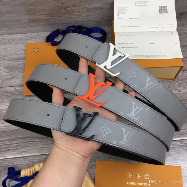 

m0160u yellow initiales 40 mm double-sided belt men authentic reversible belt new official men belt with box, Black;brown