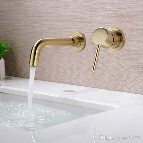 

new 210mm solid brass wall mounted basin faucet bathroom mixer tap and cold faucet 360 degree rotation spout