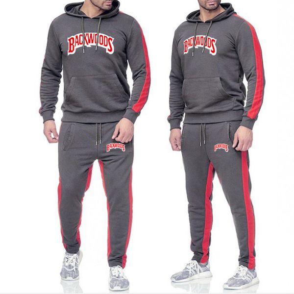 

new brand backwoods sports suit men's sports suit loose sportswear men's spring and autumn fitness running clothes warm running, Black;blue