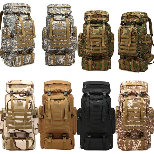 

80l camping hiking climbing travel backpacks waterproof nylon outdoor tactical sport bag k-#89396
