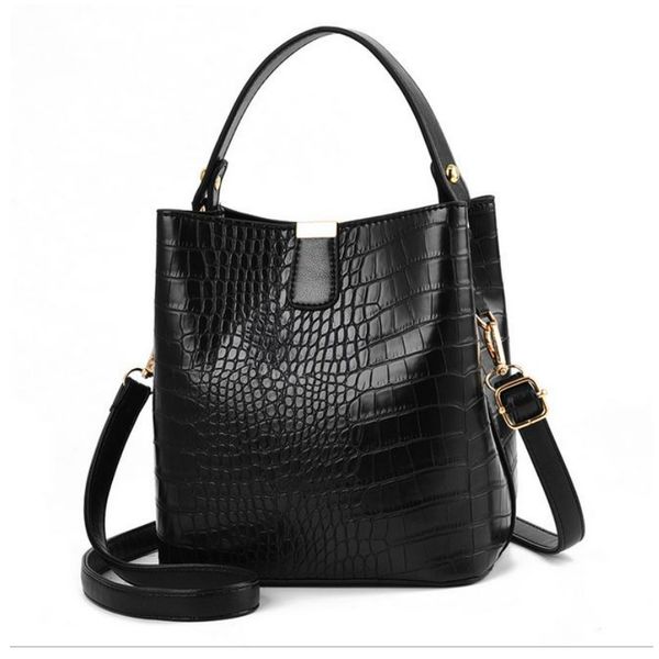 

retro alligator bucket bags women crocodile pattern handbag large capacity casual shoulder messenger bags ladies pu purse