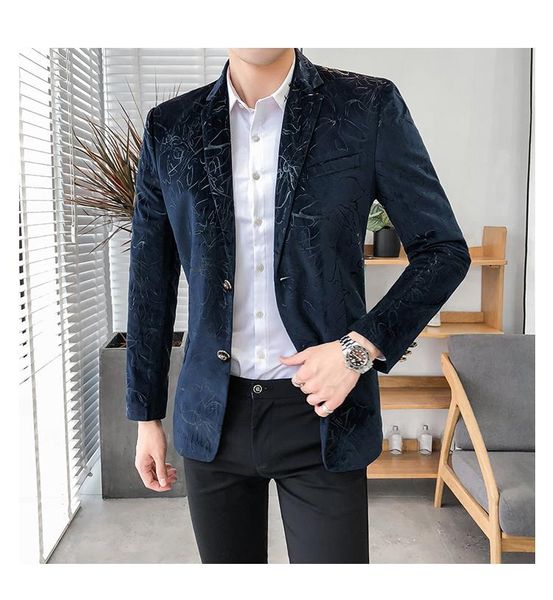 

xiu luo 2019 mens blazer jacket slim fit casual stage men's blazers and suit jackets blue mens blazer jacket, White;black