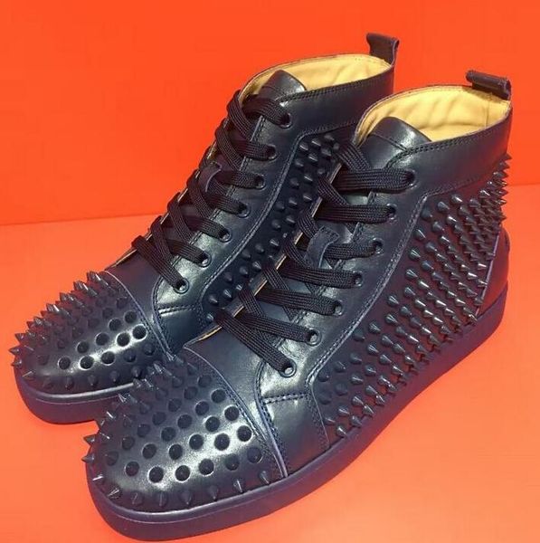 

2020 fashion red bottom high women,mens shoes spikes sneakers, designer rivets flat walking shoes,dress party wedding size:35-46 a03, Black