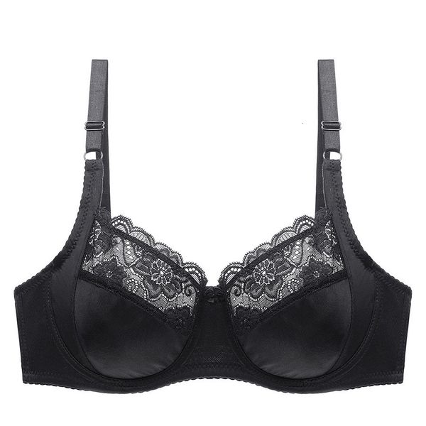 

femme lingeries plus size bras womens ultra thin plus size bra full coverage soft underwire lace padded brassiere minimizer bh bras, Red;black